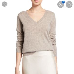 100% Cashmere V Neck Cream Sweater